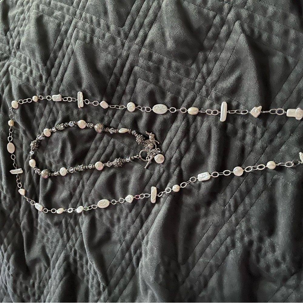 Two necklaces one is toggle clasp